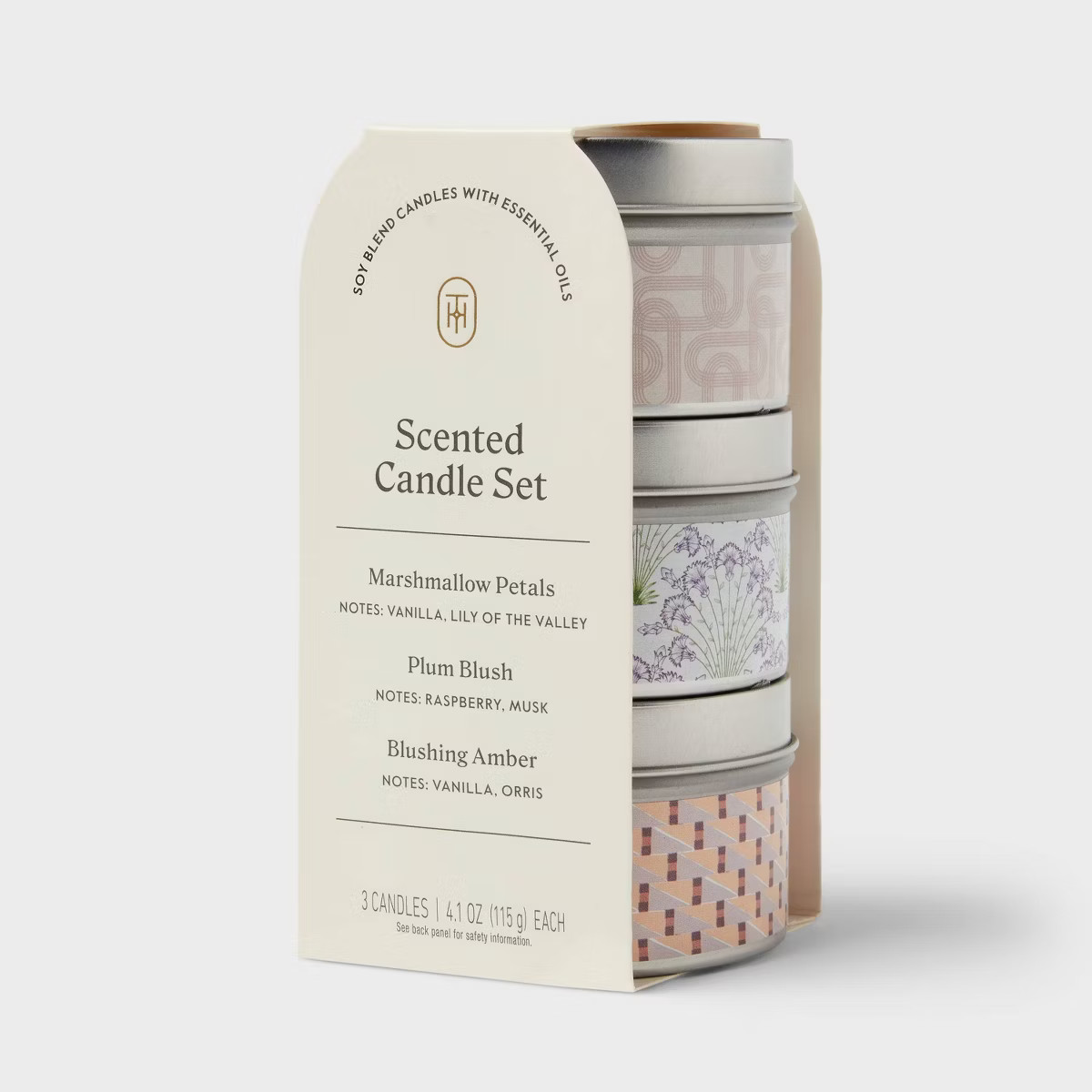 3pk Tin Candle Set - Marshmallow Petals and Plum Blush and Blushing Amber - Threshold™ | Target