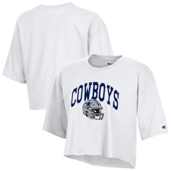 Dallas Cowboys Champion Women's Boyfriend Cropped T-Shirt - White | Fanatics