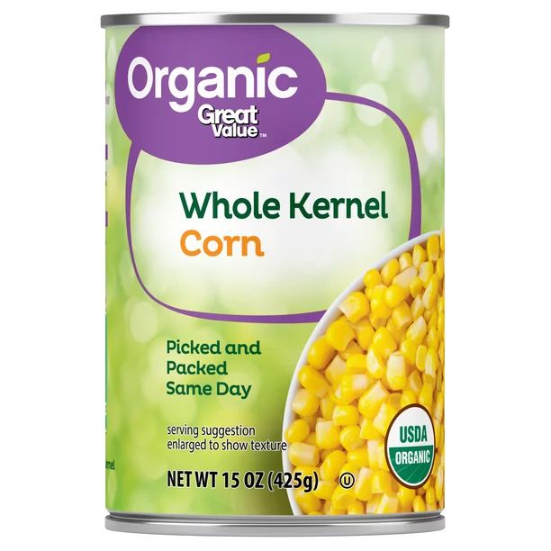 Great Value Organic Whole Kernel Corn, 15 oz Can - Walmart.com | Walmart (US)