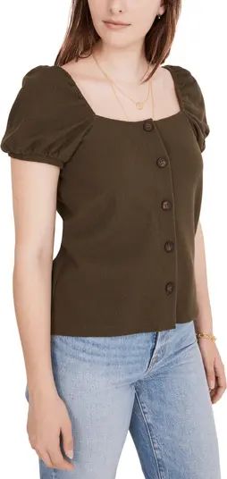 Women's Jacquard Square Neck Puff Sleeve Top | Nordstrom