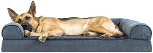 Furhaven Memory Foam Pet Bed for Dogs and Cats - Sofa-Style Sherpa and Chenille Couch Dog Bed wit... | Amazon (US)