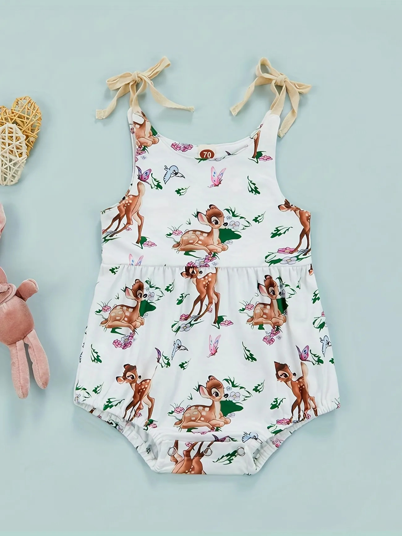 Baby Girls Cute Deer Graphic Print Sleeveless Cami Onesie Clothes For Summer | Temu Affiliate Program