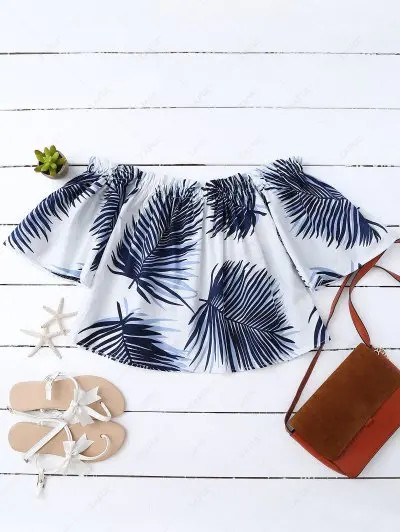 Leaf Print Off The Shoulder Top | ZAFUL (Global)