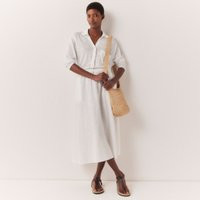 The White Company Linen Circle Midi Skirt, White, Size: 12 | The White Company (UK)