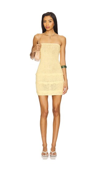 Phebe Strapless Mini Dress in Yellow | Revolve Clothing (Global)