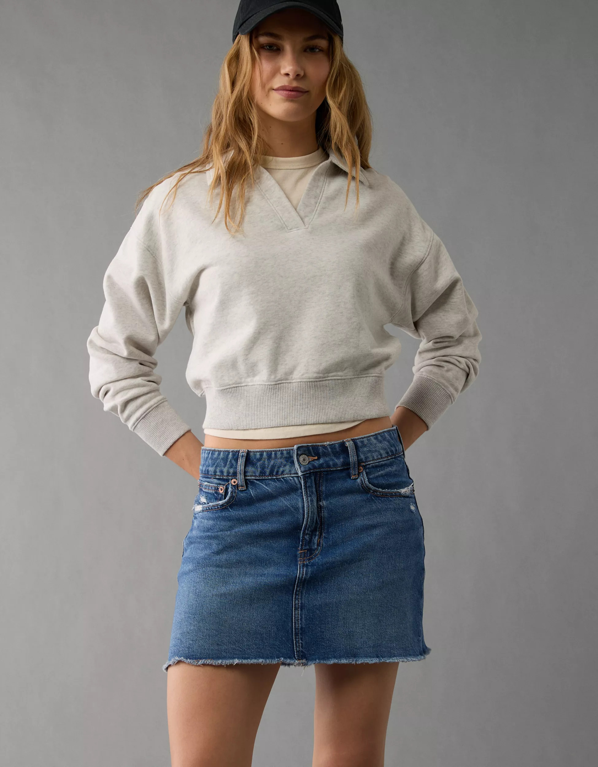 AE Stretch High-Waisted Perfect Denim Mini Skirt | American Eagle Outfitters (US & CA)
