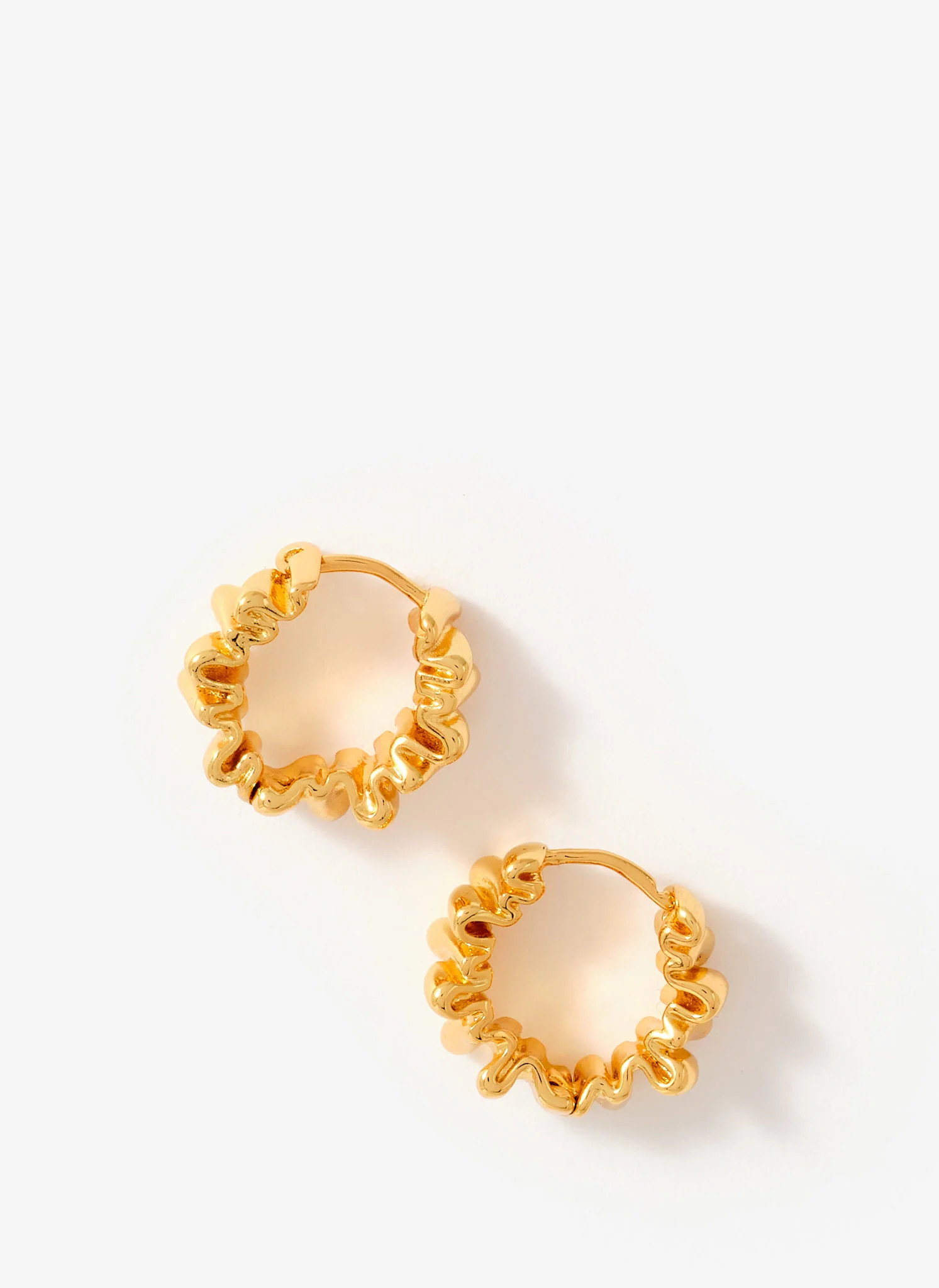 Gold Plated Ridge Hoop Earrings | Mint Velvet