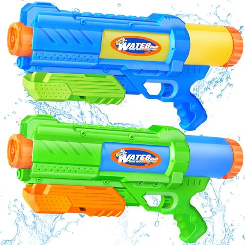 Super Water Gun for Kids Adults: 2 Pack Super Water Gun Soaker 1200cc Squirt Blasters with Impressive Range - Ideal Toys for Boys Girls Summer Outdoor Swimming Pool Water Toys Fun - Green Blue | Amazon (US)