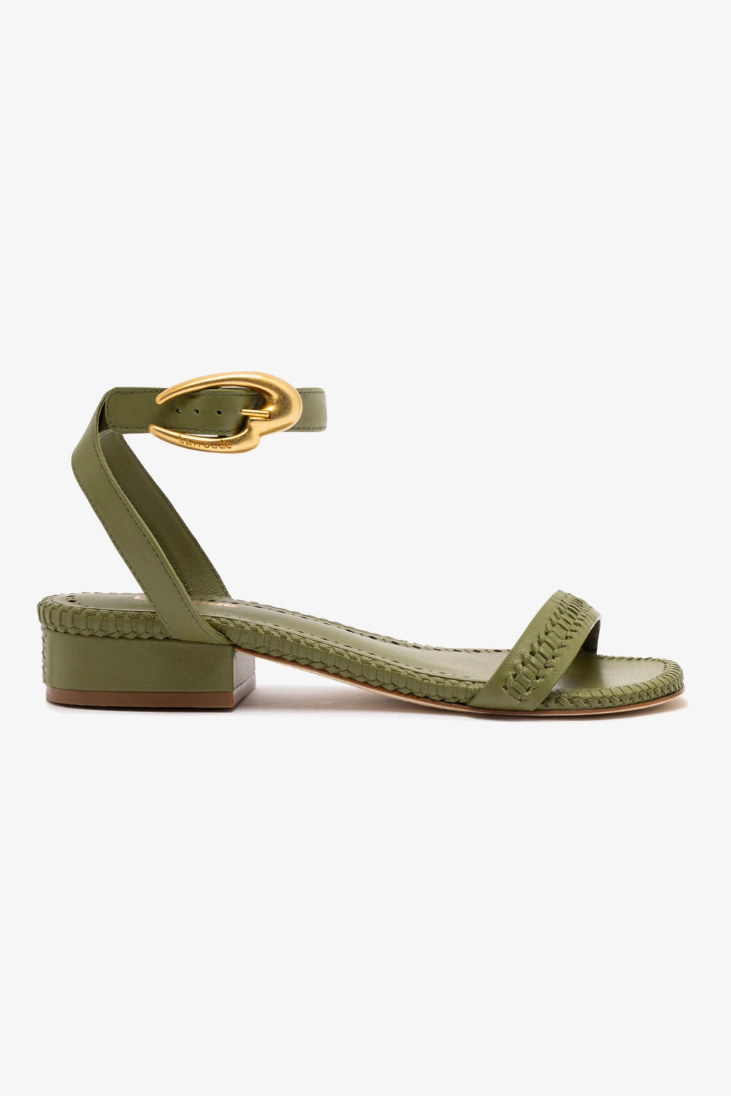 Verona Flat Sandal In Seaweed Leather | Larroude