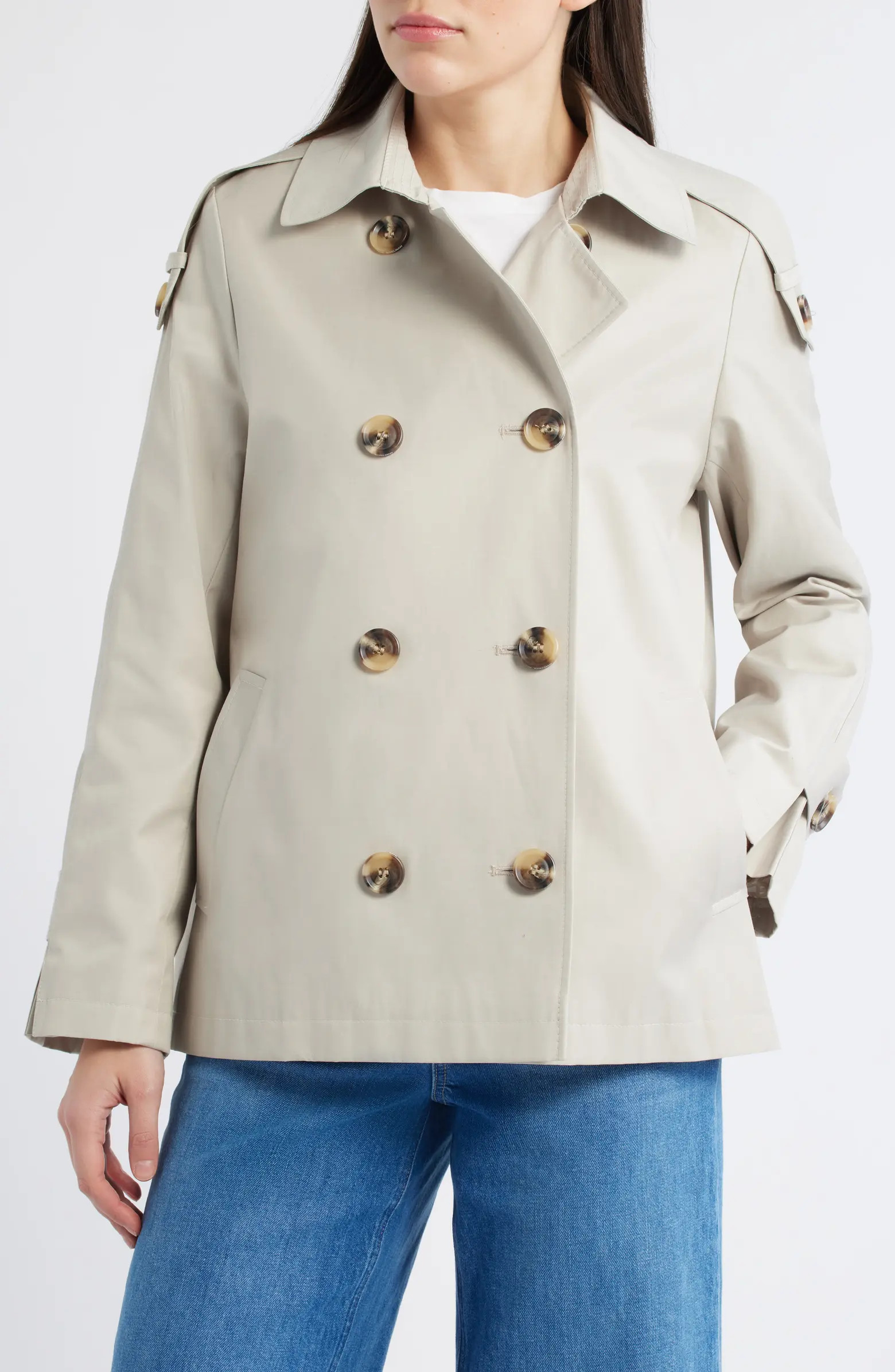 Double Breasted Water Repellent Swing Jacket | Nordstrom