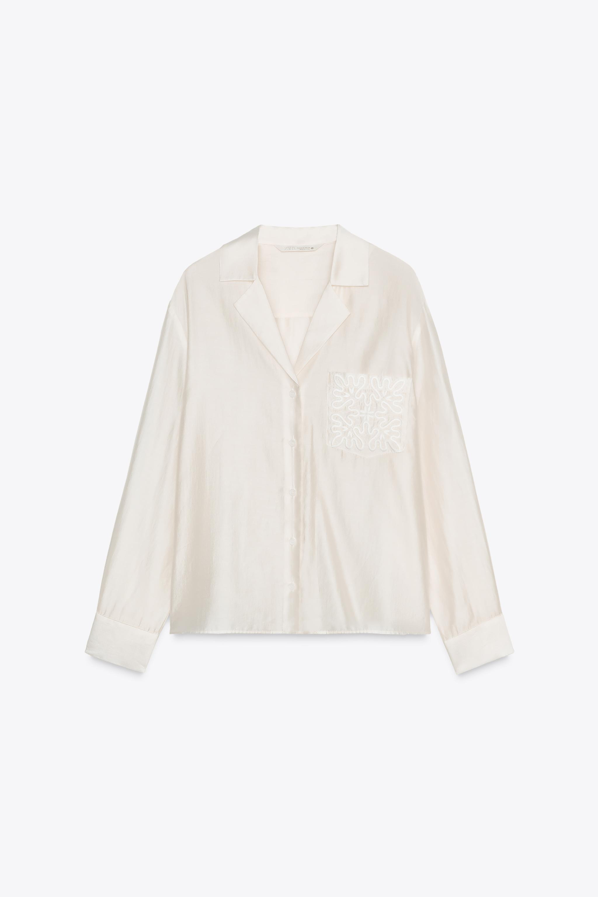 ZW COLLECTION EMBROIDERED POCKET SHIRT | Zara US