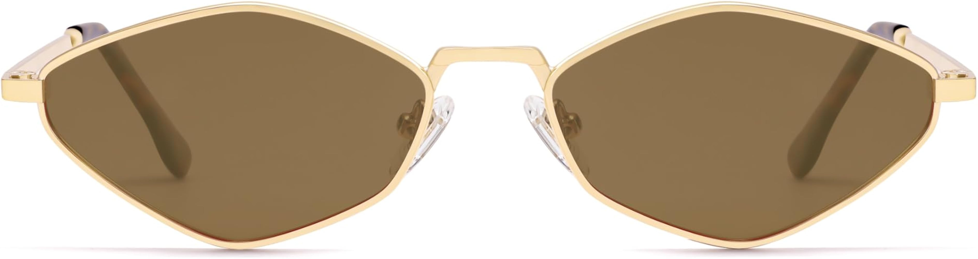 SOJOS Retro Small Polarized Sunglasses Womens Mens Vintage Narrow Irregular Shades UV400 SJ1233 | Amazon (US)