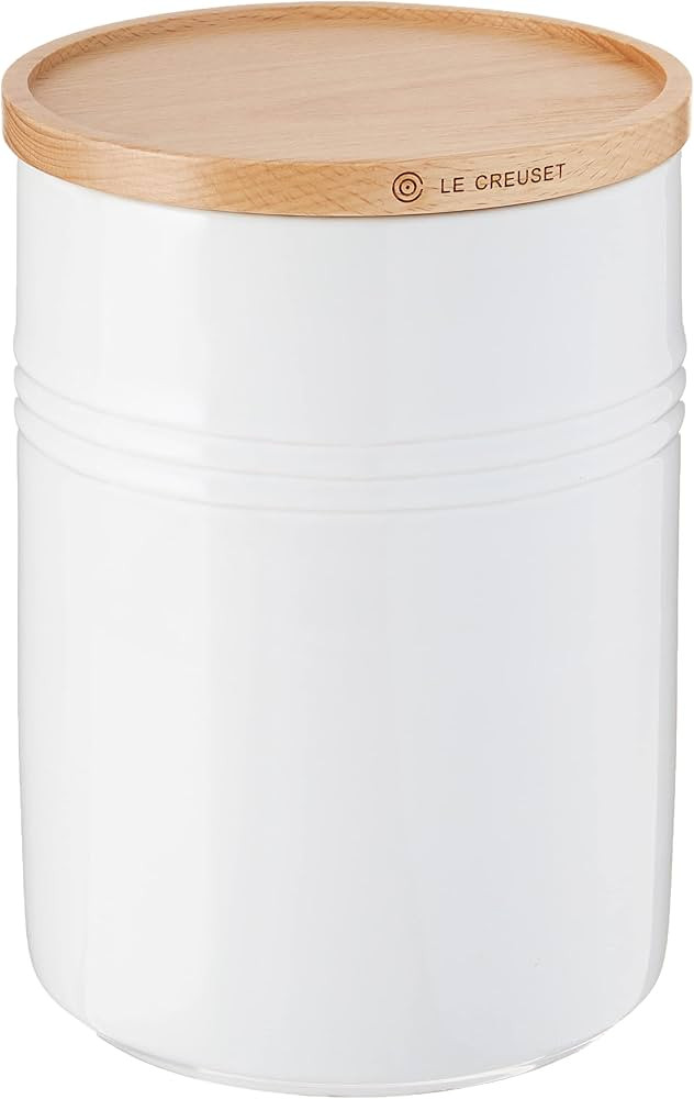 Le Creuset Stoneware Canister with Wood Lid, 2.5 qt. (5.5" diameter), White | Amazon (US)