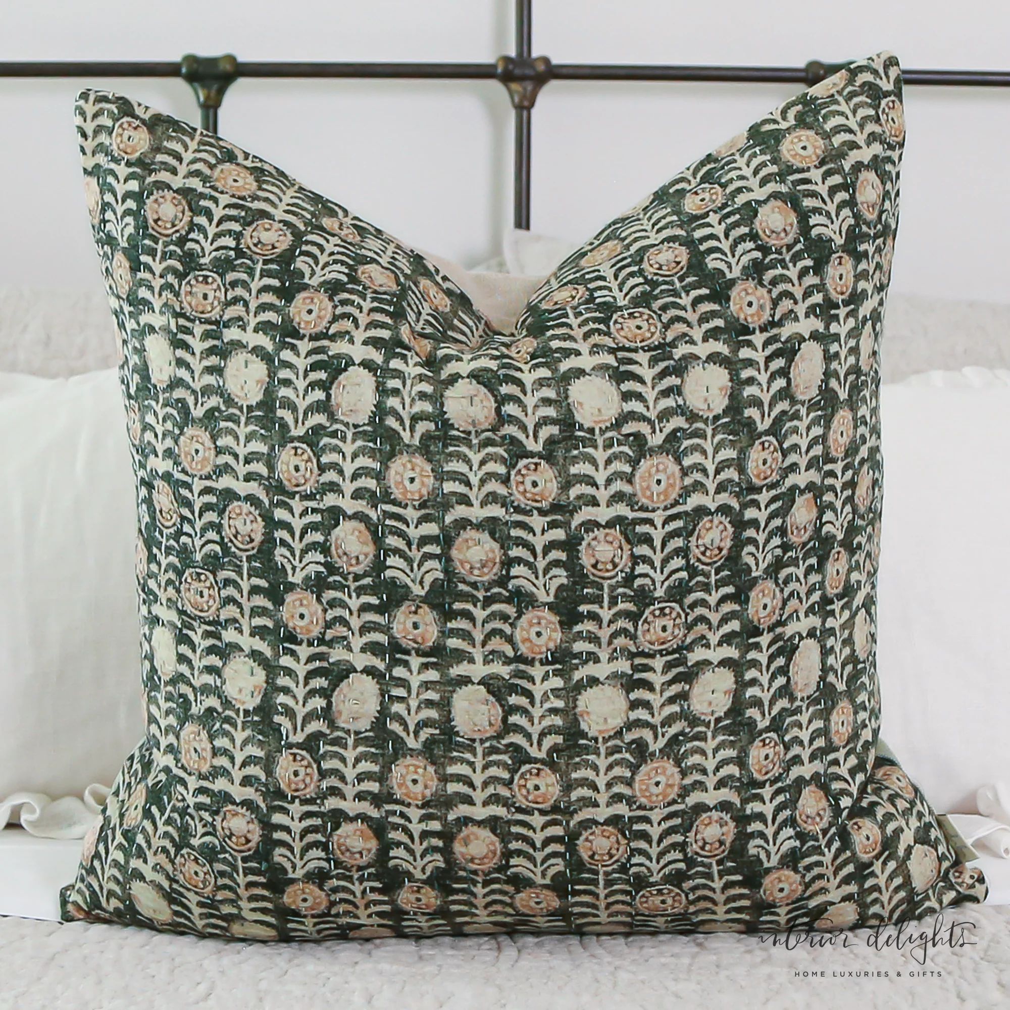 Floral Kantha Pillow- 20x20 | Interior Delights