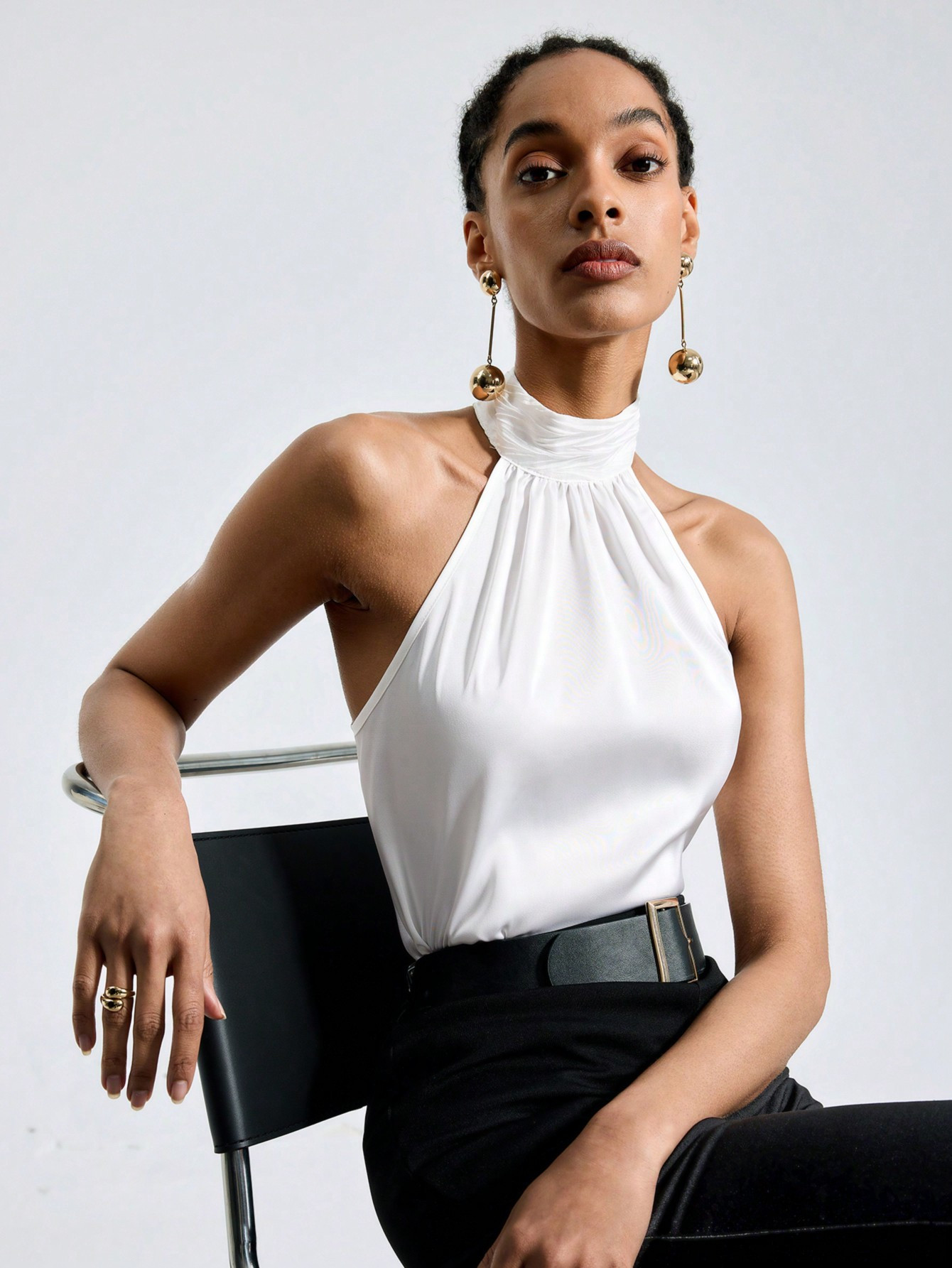 SHEIN BIZwear Women's Solid Color Halter Neck Tank Top | SHEIN USA | SHEIN