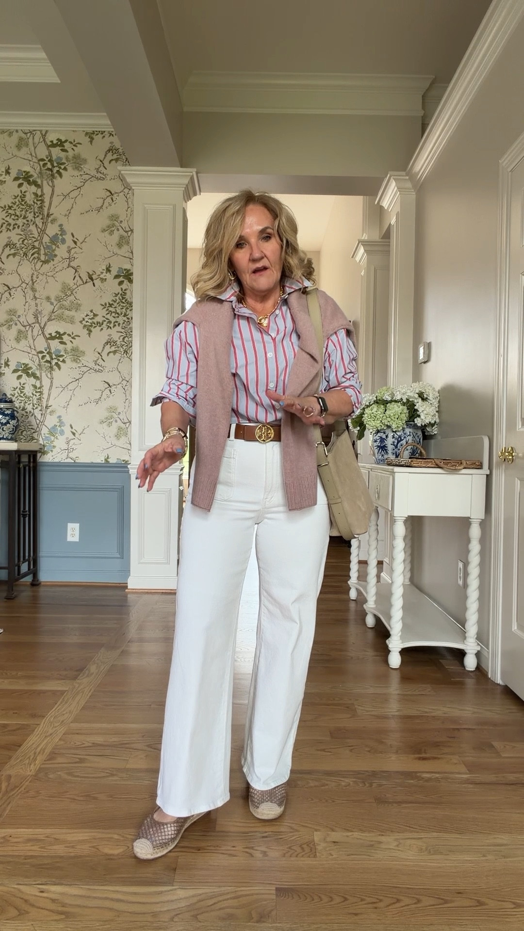 Madewell sale! 
The perfect white jeans to elevate or be more casual. Wearing a 29 short. Size up if inbetween. 
Striped blouse such great quality size down to a small 
The prettiest cashmere on a new style and color. Size medium 

#LTKPetite #LTKSpringSale #LTKOver40