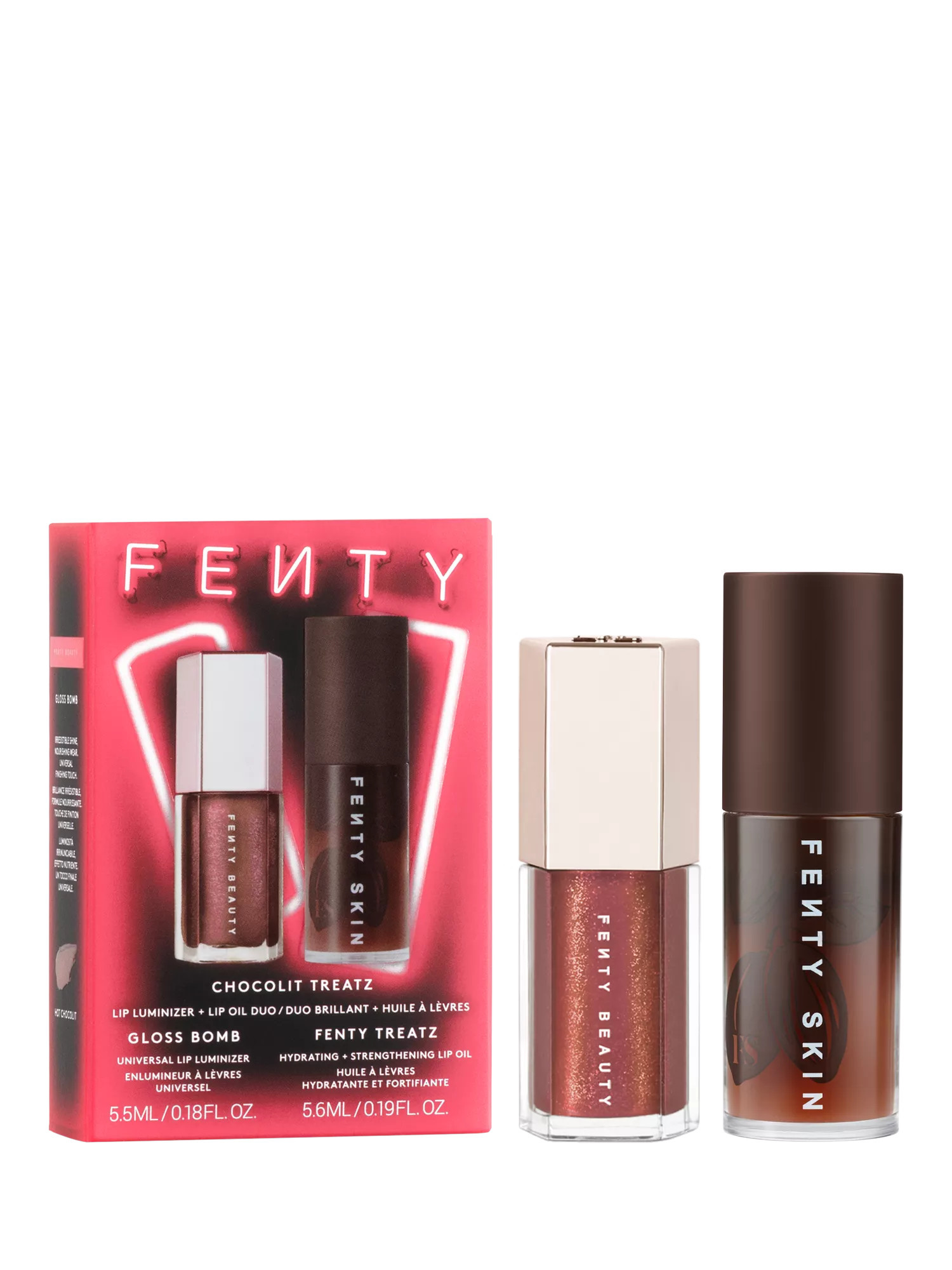 Fenty Skin Chocolit Treatz Lip Luminiser & Lip Oil Duo Makeup Gift Set | John Lewis (UK)