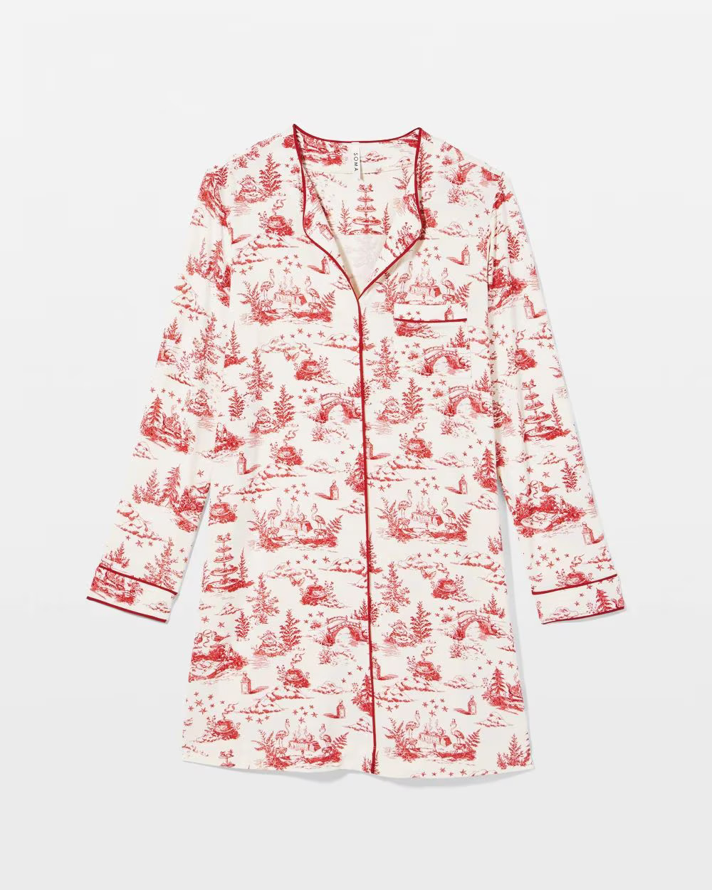 Piped Long-Sleeve Sleepshirt | Soma | SOMA