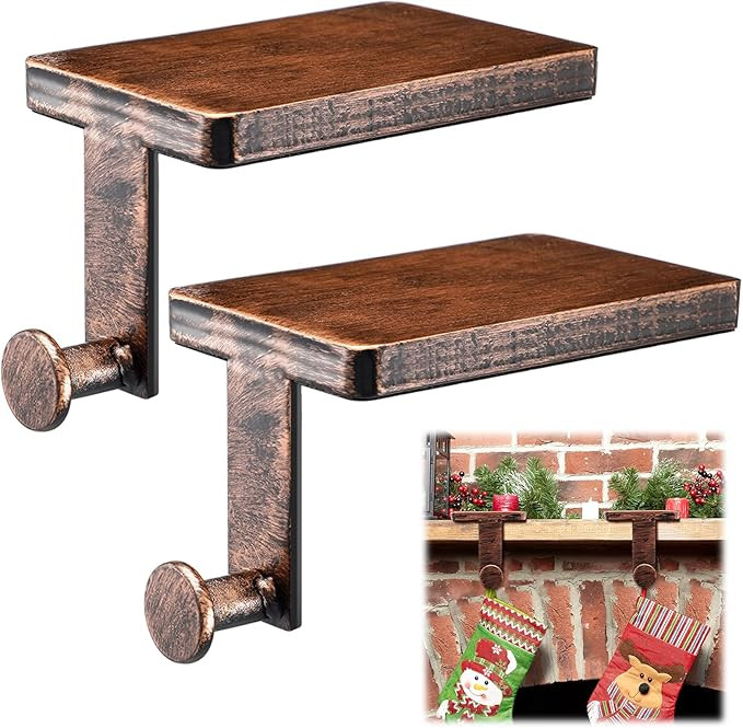 Landhoow 2 Pcs Christmas Stocking Holders Mantel Stocking Hangers Heavy Duty Xmas Stocking Hooks ... | Amazon (US)