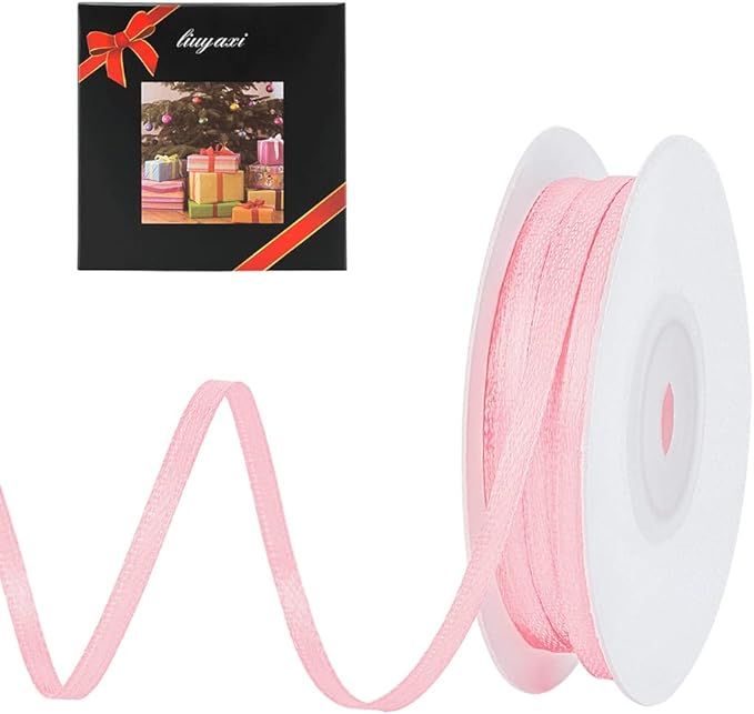 LIUYAXI Pink Double Faced Satin Ribbon, 1/8" X50 Yards, Thin Ribbons Perfect for Gift Wrapping DI... | Amazon (US)