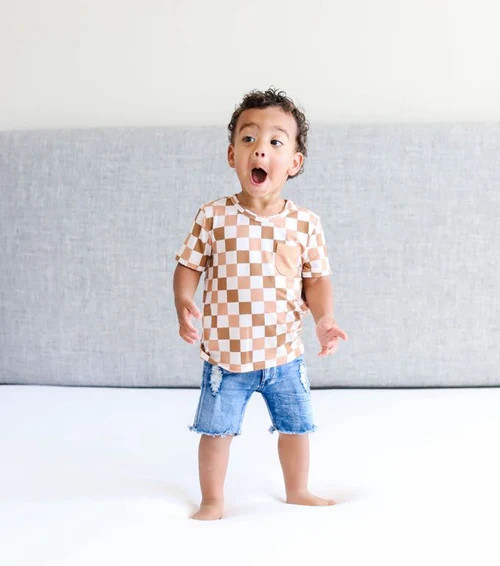 CHESTNUT CHECKERS DREAM POCKET TEE | Dream Big Little Co.