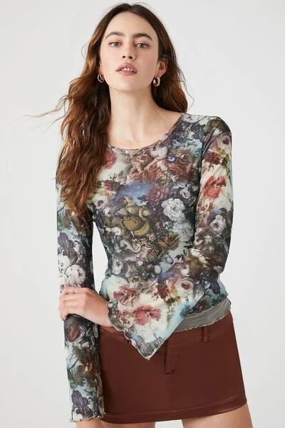 Floral Print Mesh Combo Top | Forever 21 (US)