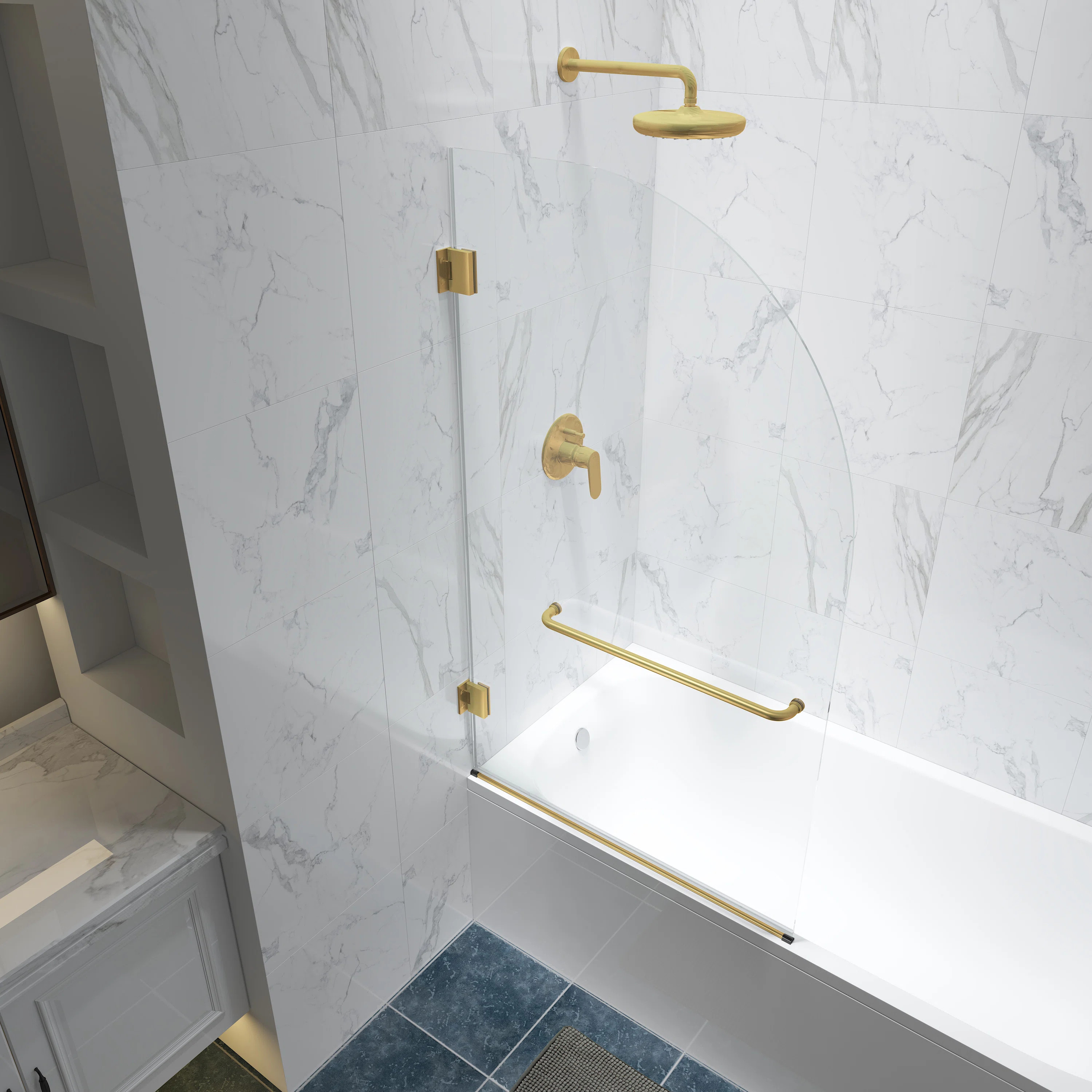 Julien 34" W x 58" H Hinged Frameless Tub Door with Heat Soaking Process | Wayfair North America