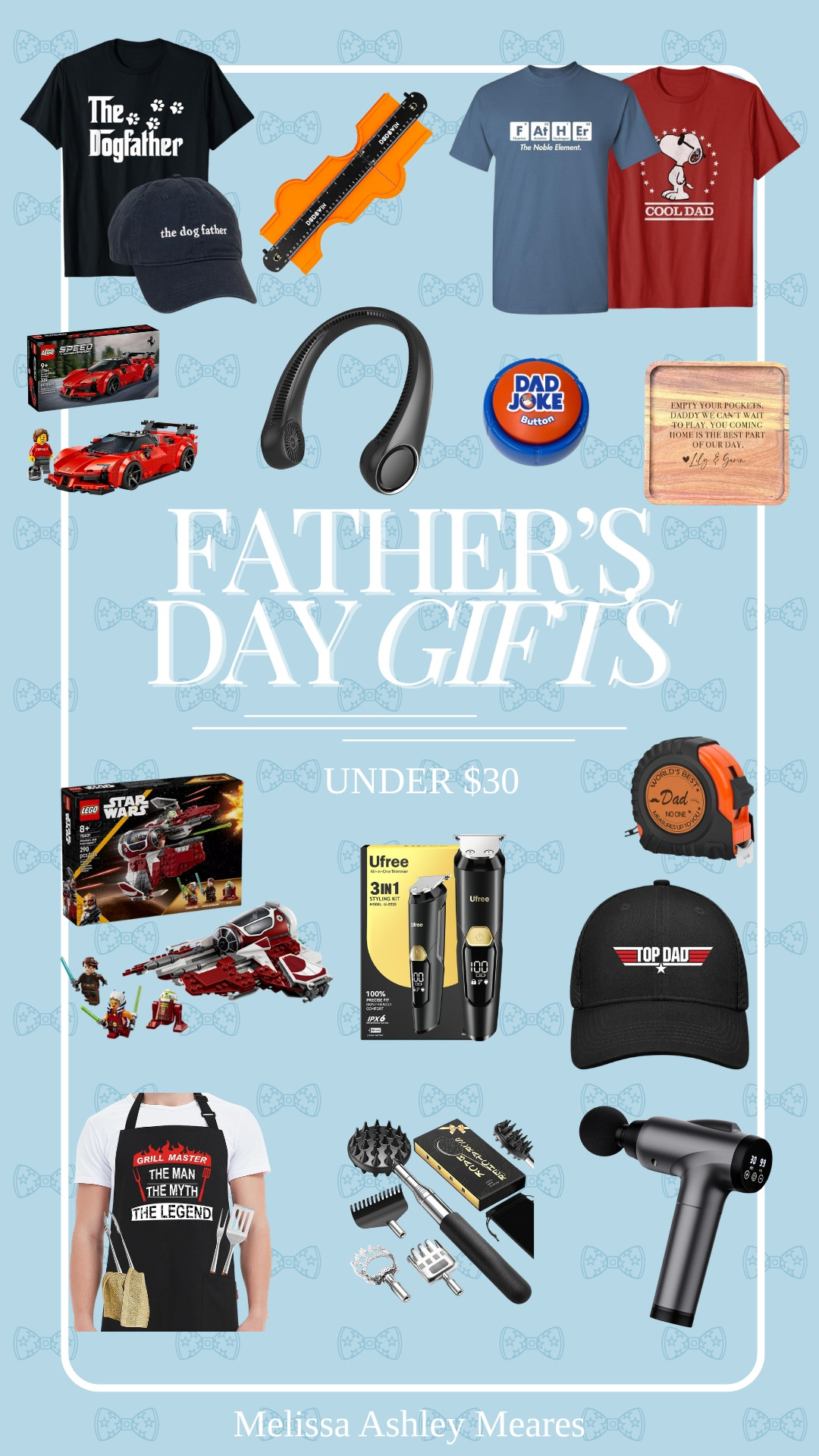 Thoughtful Father's Day gifts - Under $30 ♥️
I rounded up some Father's Day finds that are all under $30. They're practical, fun, and proof that you don't have to spend a fortune to find something he'll actually use.

t-shirt, hat, baseball cap, the dogfather, star wars legos, race car legos, ferrari legos, top dad, grill apron, back scatcher, massager, beard trimmer, dad joke button, neck fan, measuring tape, personalized valet tray, contour gage with lock, snoopy t-shirt 

 #LTKMens #FathersDay #GiftGuide #Under30 #GiftIdeasForDad #BudgetFriendly #DadGifts #LTKFinds #AffordableGifts #FathersDayIdeas #LTKSeasonal #LTKHome #LTKMens