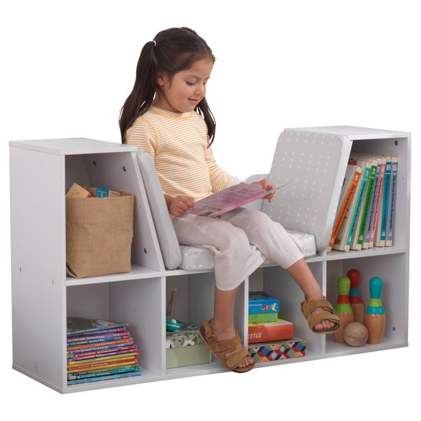 KidKraft Bookcase with Reading Nook, 6 Shelves, White | Walmart (US)