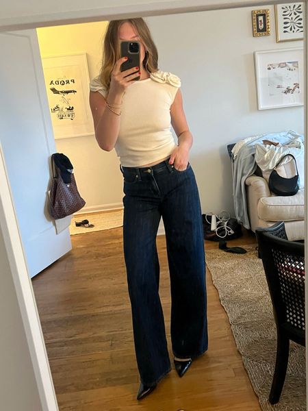 Spring going out outfit, going out top, perfect dark wash low rise jeans… just love this whole look! Wearing a XS in the top and 26 in the jeans (on sale!) — top also comes in black!

#LTKsalealert #LTKstyletip #LTKparties