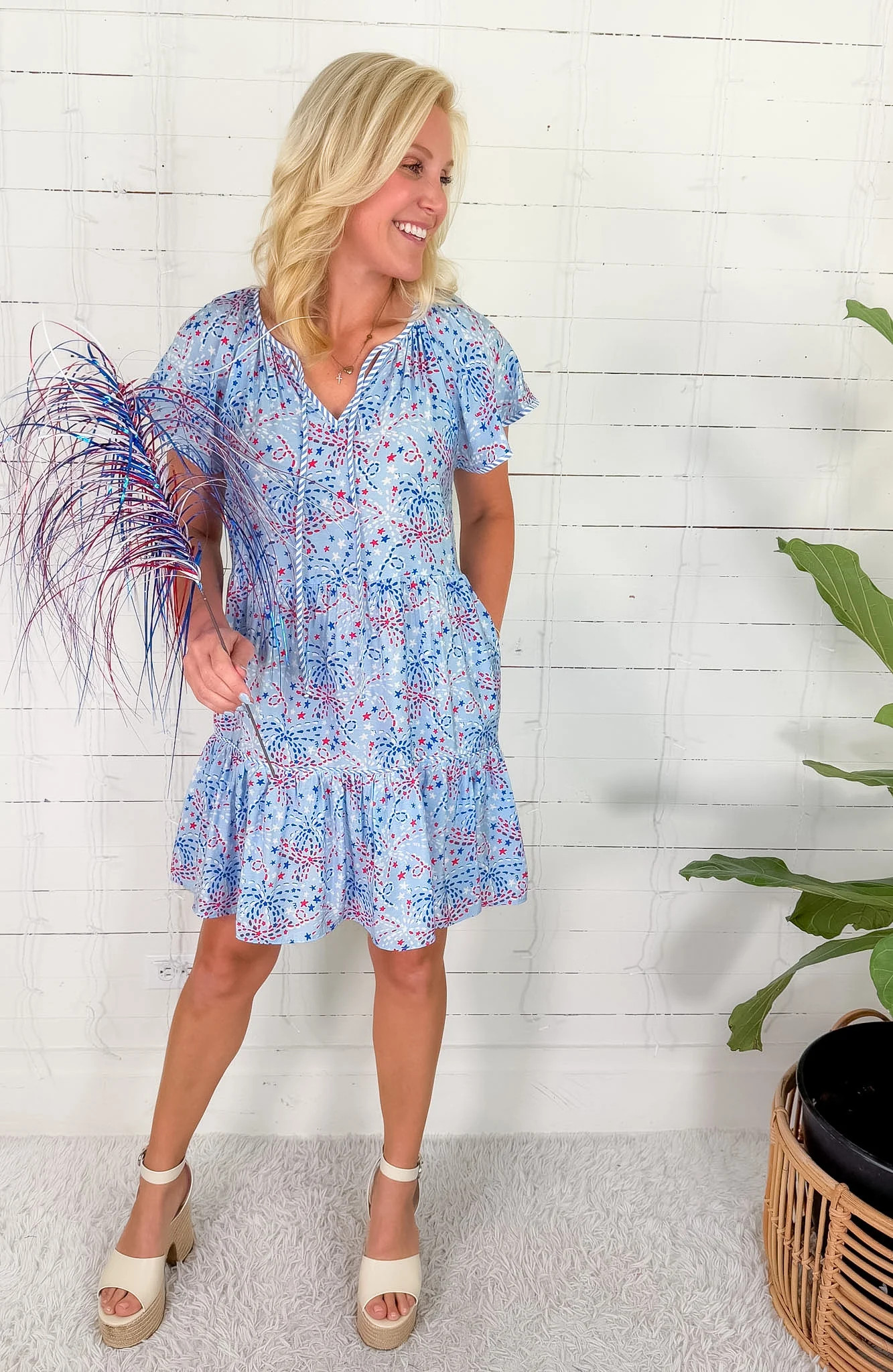 Lillian Star Spangled Blue Mini Dress Mary Square | Clover and Bee | Clover + Bee