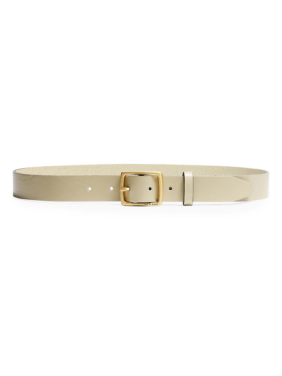 Women's Boyfriend Leather Belt - Greige - Size XS | Saks Fifth Avenue