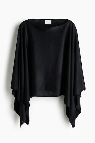 H & M - Fine-Knit Cape - Black | H&M (US + CA)