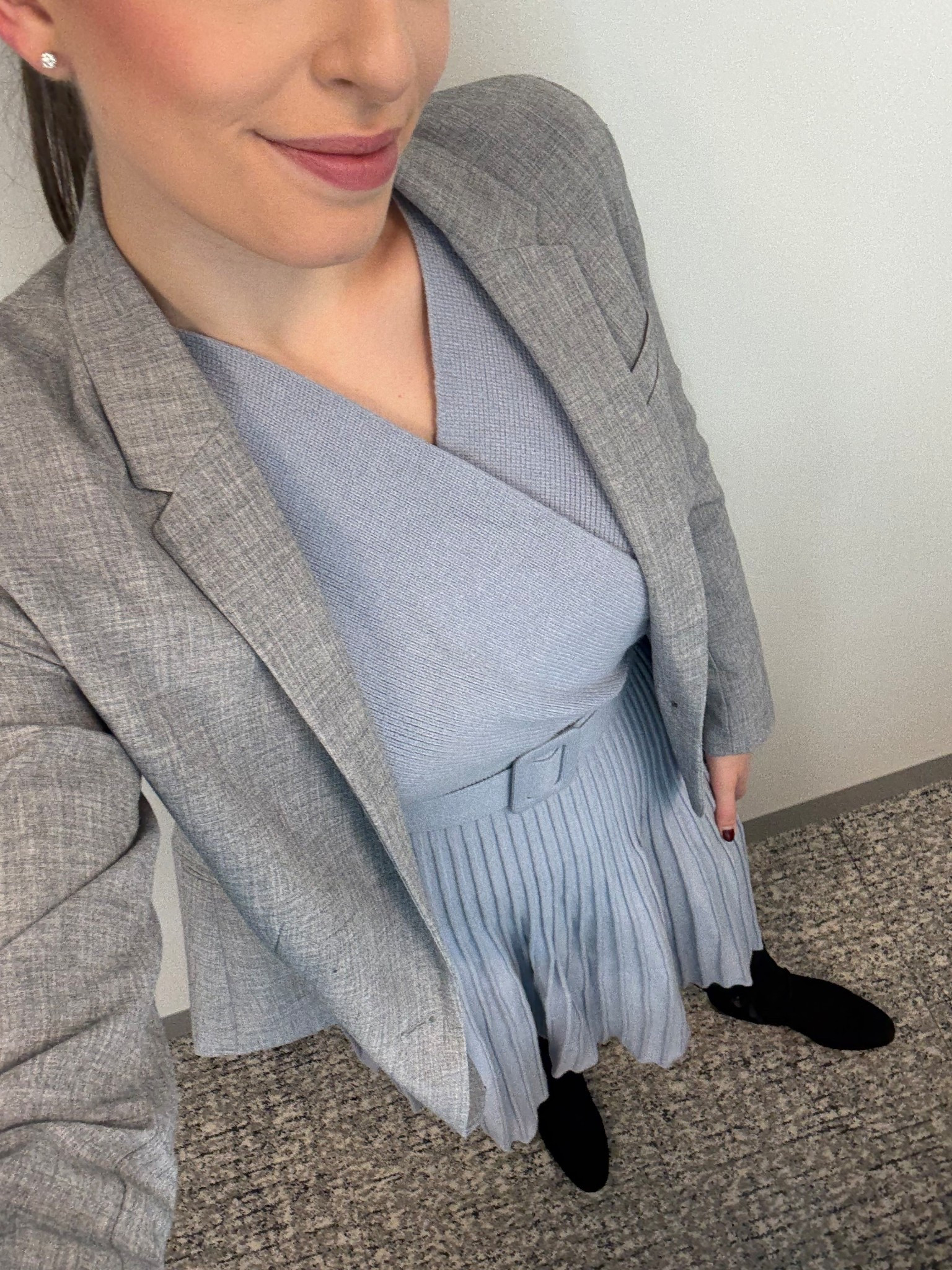 Office style, office outfit, winter outfit, winter office style, sweater dress, tall suede boots, winter boots, lawyer, attorney, law firm style, corporate style, black suede boots, gray blazer

#LTKWorkwear #LTKTall #LTKSeasonal