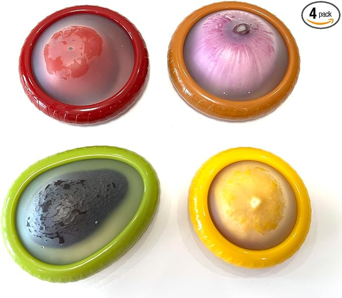 4PC Silicone Fruit and Vegetable Storage Containers Set for Fridge, Onion Storage Container, Avoc... | Amazon (US)