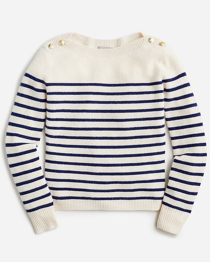 Cashmere boatneck pullover sweater in stripe | J.Crew US