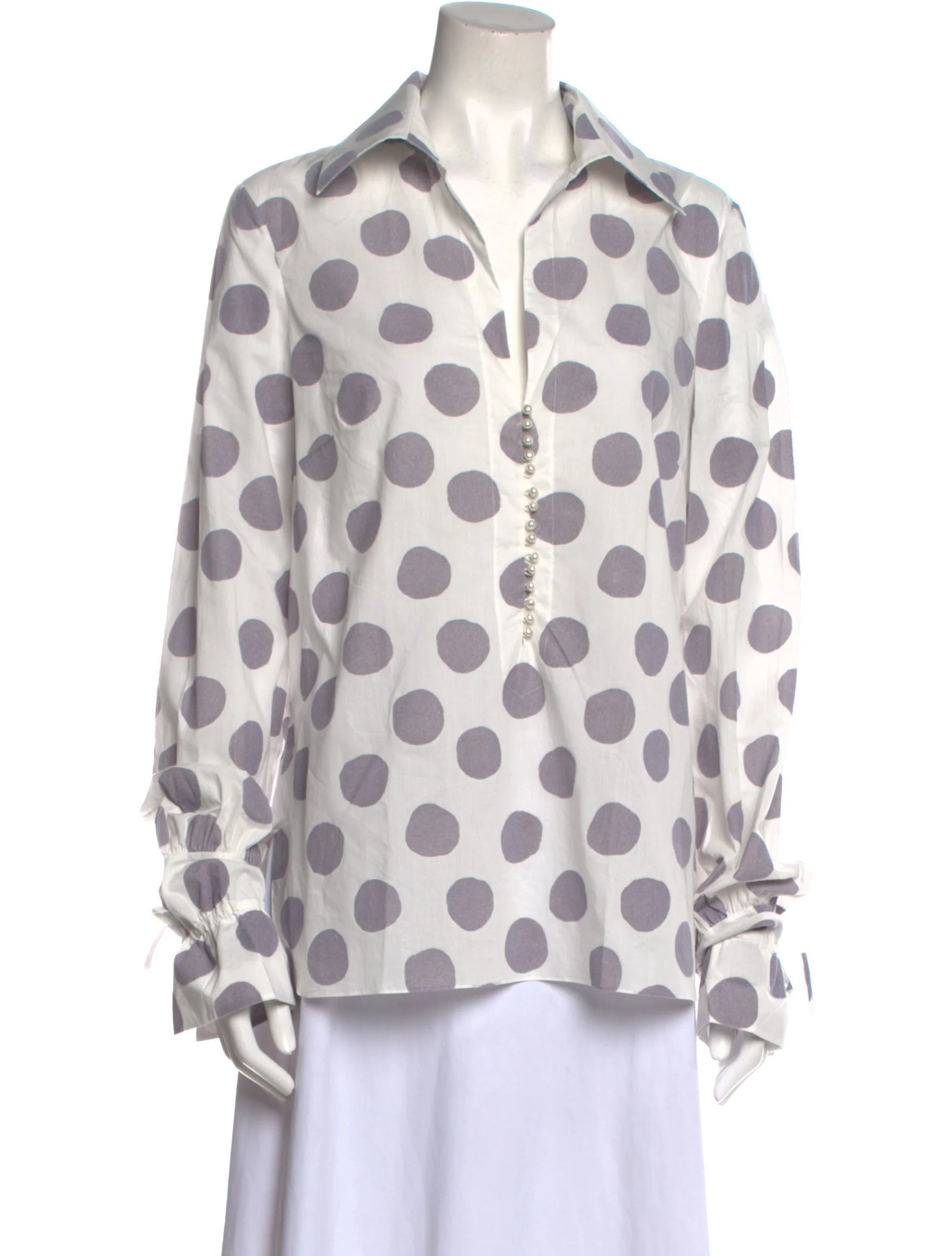 Polka Dot Print Long Sleeve Blouse | The RealReal