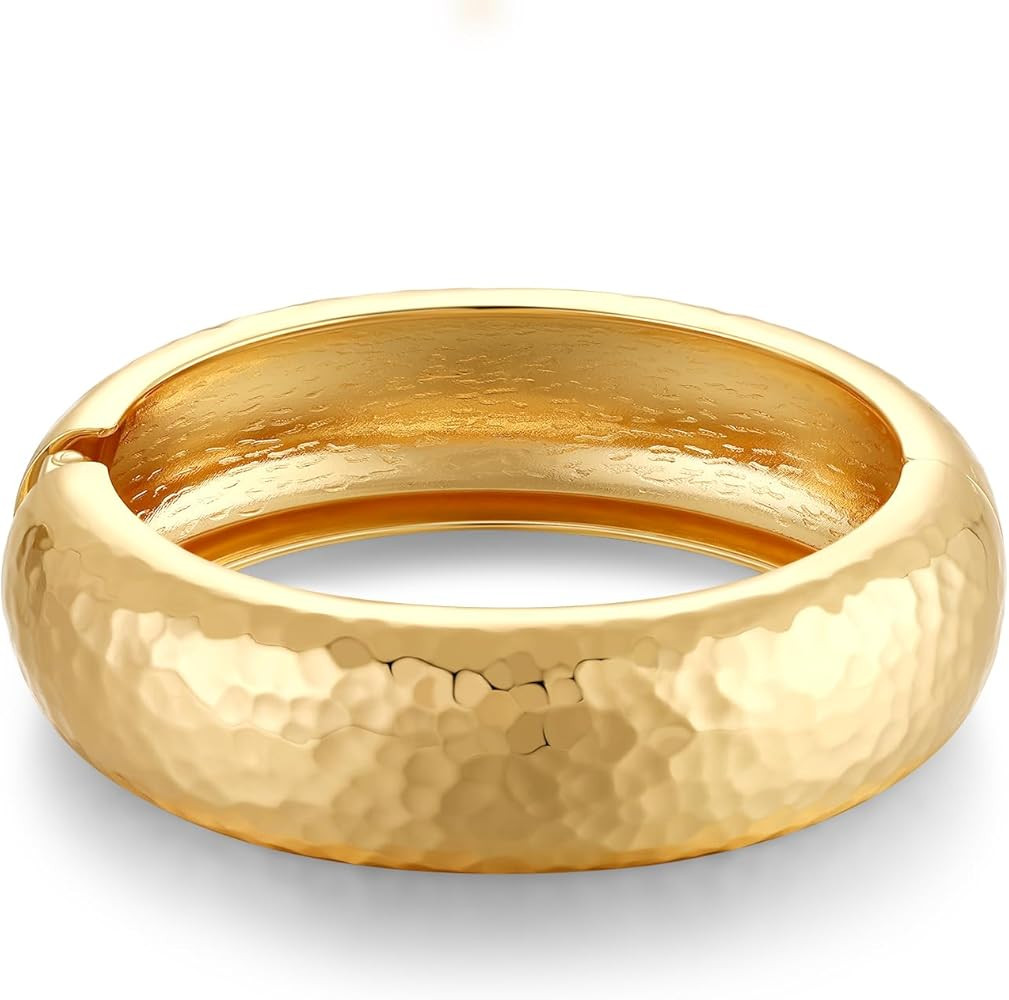 Chunky Gold Bangles Bracelet for Women Trendy Statement Bracelet Dainty Charm Gold Jewelry | Amazon (US)