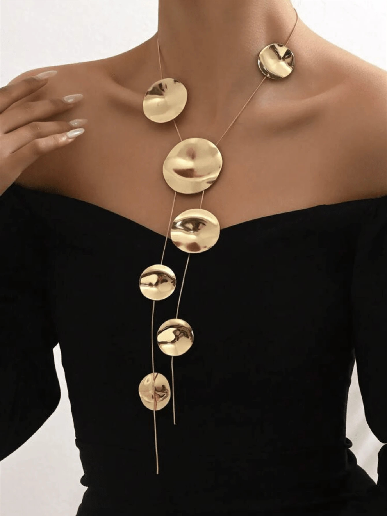 1 Peça Colar Longo de Disco de Metal Personalizado em Estilo Exagerado Europeu e Americano, Cola... | SHEIN