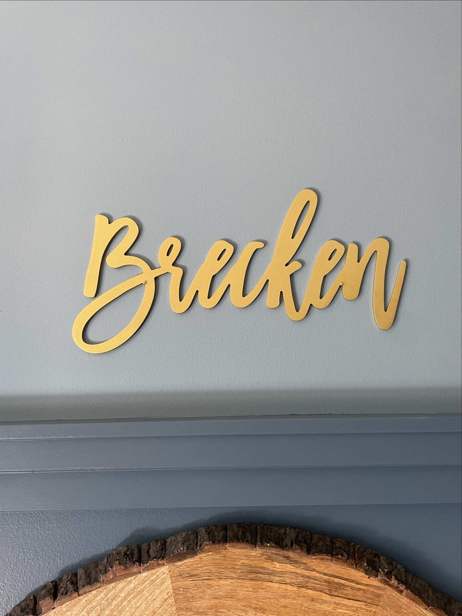 Kids room name signs from Etsy.
We ordered them in wood and spray painted them gold. 

I ordered: 18” 
Font: Brooklyn (for the girls)
Font: Jackson (for Brecken’s)

I love them! 