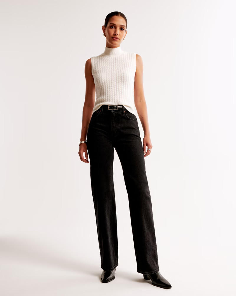 Sleeveless Cable Mockneck Top | Abercrombie & Fitch (US)