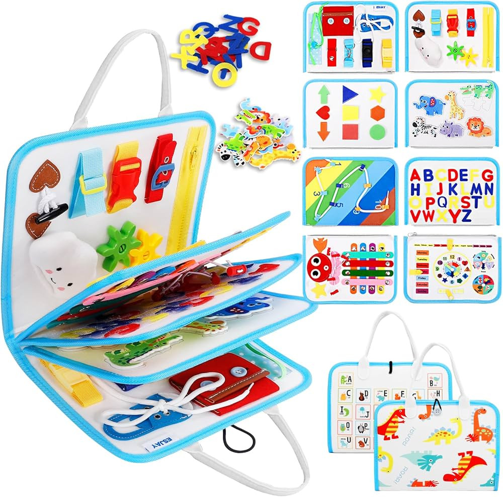 Esjay Toddler Busy Board, Montessori Toys Busy Book, Travel Toys for Airplane, Learning Education... | Amazon (US)