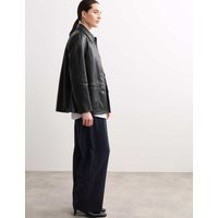 JAEGER Leather Collared Jacket Black | Marks & Spencer (UK)