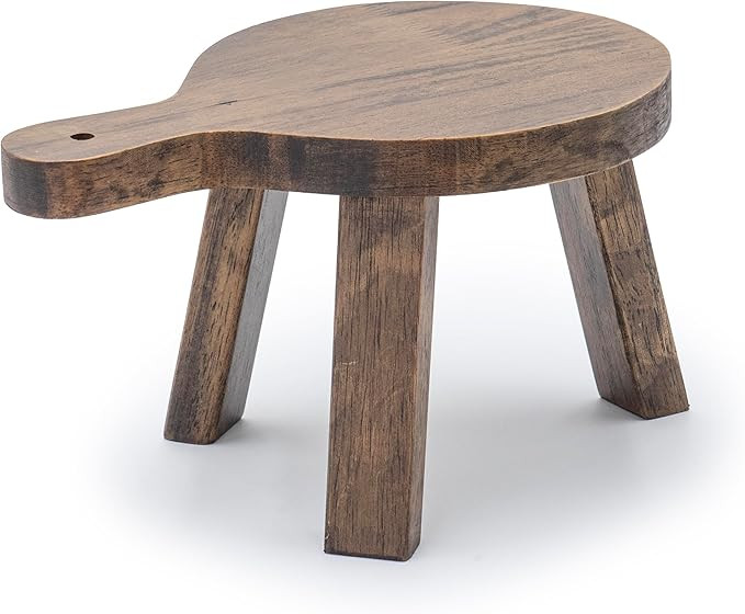 Red Co. 6 inch Tall Mini Round Boho Chic Tabletop Sustainable Rubberwood Stool Display Stand, Cas... | Amazon (US)