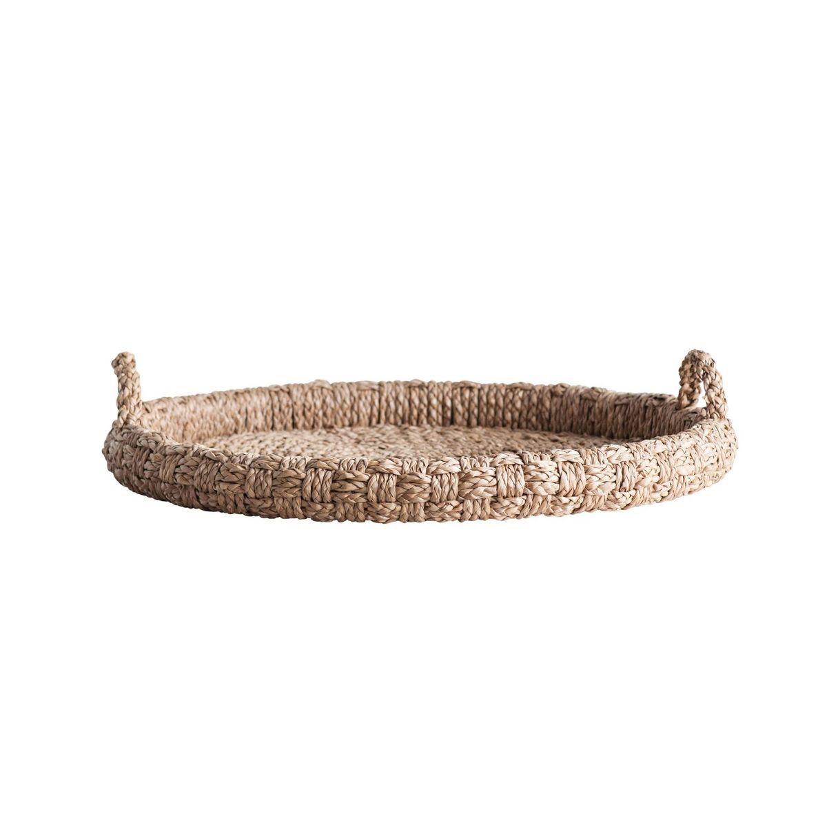 29" x 5" Round Braided Bankuan Tray with Handles Natural - Storied Home | Target