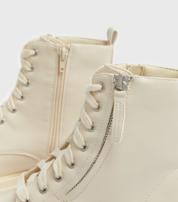Off White Zip Side Lace Up Chunky Boots
						
						Add to Saved Items
						Remove from Saved I... | New Look (UK)