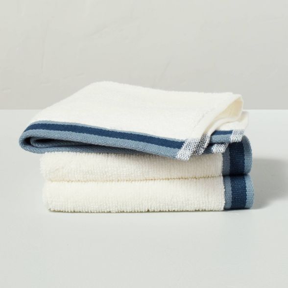 Accent Stripe Bath Linens Sour Cream/Blue - Hearth & Hand™ with Magnolia | Target