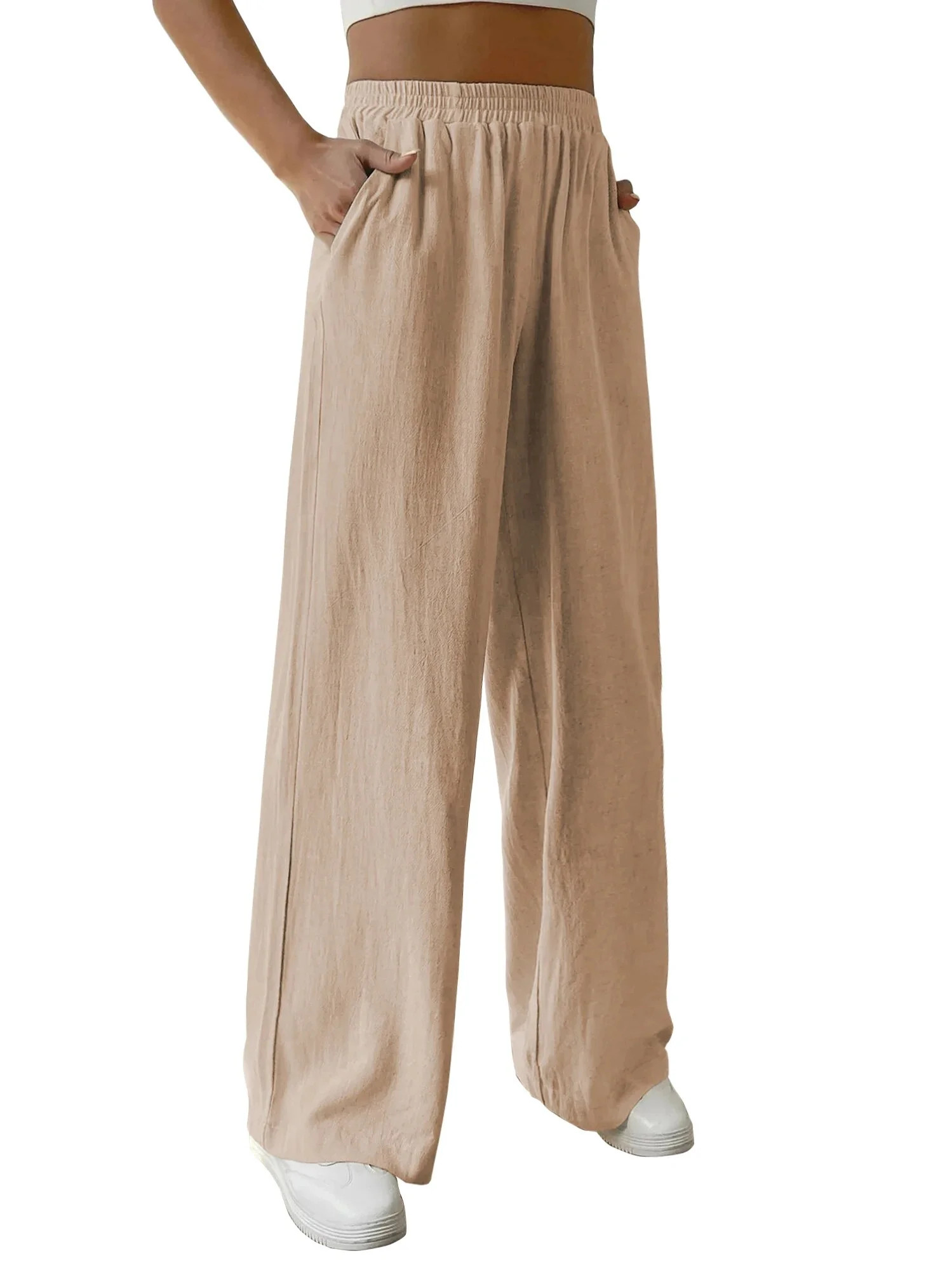 Rosvigor Wide Leg Pants for Women Elastic Waist Womens Pants Casual Lounge Trousers with Pockets ... | Walmart (US)