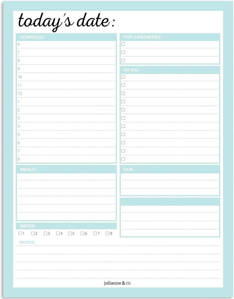 JULIANNE & CO Daily To-Do Undated Tear-Away Planner Notepads - Premium Personal Organizer for Hom... | Amazon (US)