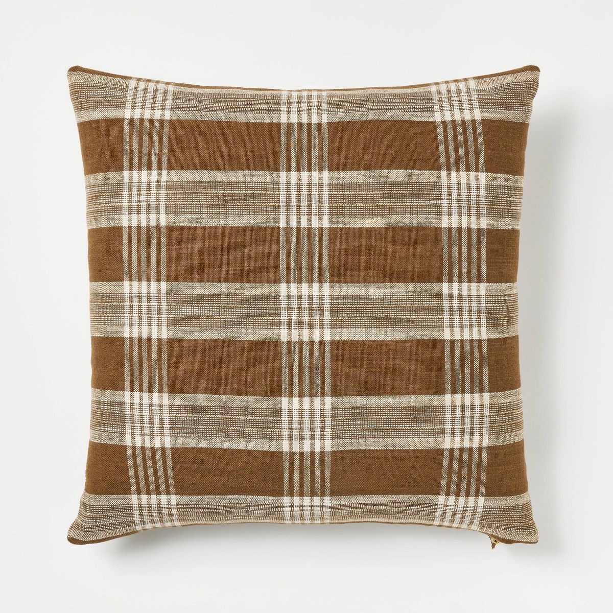 Woven Plaid Square Throw Pillow with Zipper Pull Brown - Threshold™ designed with Studio McGee | Target